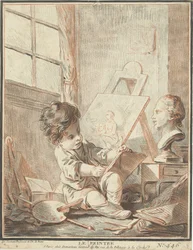 Kind als schilder i atelier Le peintre (titel på objekt)