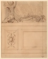 Tegning, Design til den nederste del af et vægpanel, 1714