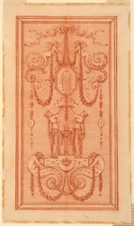 Design til et dekorativt panel (med nymfer og guirlander)