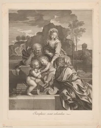 Hellig Familie med Elizabeth og Johannes Døberen med due