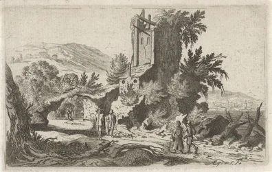Vandrere ved en ruin Seks landskaber (serietitel)