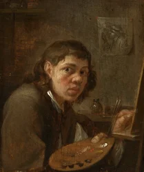 Selvportræt i atelieret, ca. 1645 (olie på panel)