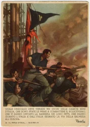 Fascisme: propagandapostkort illustreret af Gino Boccasil (1901-1952)
