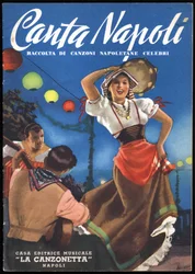 Napoli: samling af berømte napolitanske sange: "Canta Napoli". Omslaget er illustreret af Gino Boccasile (1901-1952), ca. 1937.