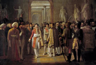 Kejser Napoleon I (1769-1821) modtager hærens deputerede efter sin kroning den 8. december