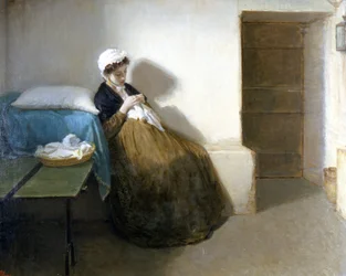 Den Napolitanske Republik 1799 (Parthenopæisk Republik): "" Luisa Sanfelice i fængsel "" Maleri af Gioacchino Toma (1836-1893) 1874 Mål 63 x 79 cm, Capodimonte Museum