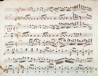 Første side med noder til den reducerede symfoni for Otellos klaver, opera af Gioacchino Rossini