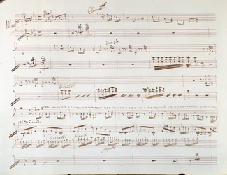 Side med partitur af violin til symfoni i Askepot, eller Goodness Triumphant af Gioacchino Rossini