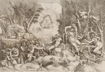 Cephalus sørger over Prokris (efter en tegning af Giulio Romano, se billede nummer 27883)
