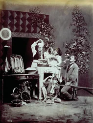 Genrescene for almindeligt napolitansk liv: sælgere af fisk, pasta og anden mad