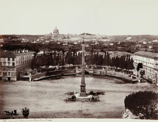 Udsigt over Piazza del Popolo fra Pincio (eller Pinciano Hill), Rom