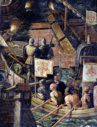 Søslag mellem Firenze og Pisa. Detalje. Cinquecento-stuens loft. Manieristisk maleri af Giorgio Vasari (1511-1574), 1565. Palazzo Vecchio (Palazzo della Signoria) Firenze 1097.1