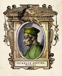 Portræt af Spinello Aretino (ne Spinello di Luca Spinelli) (1350-1410) Gravering fra "" Lives "" af Giorgio Vasari (1511-1574) 1568