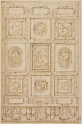 Studie til en loftsdekoration med Rebecca og Eliezer ved brønden (recto); Studie til en loftsdekoration (verso)