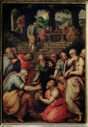 Profeten Elisha - olie på panel, ca. 1566