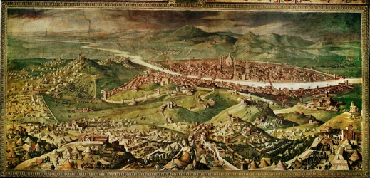 Udsigt over Firenze. Fresko ... (fresko)
