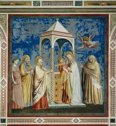 Præsentation af Jesus ved templet, af Giotto (1267-1337), detaljer fra cyklussen af freskomalerier Life and Passion of Christ