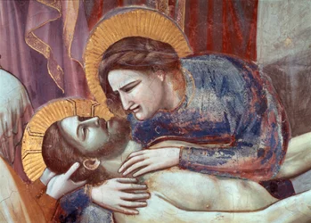 Kristi klagesang, detalje af jomfruen (Fresco