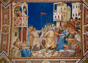 Massakren på Innocents Fresco af Giotto di Bondone (1267-1337)