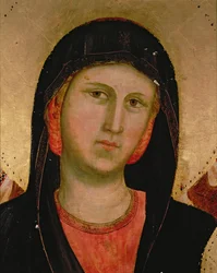 Madonna, fra Madonna and Child Enthroned detalje af 66535 se også 66536, 66538 & 66539 altertavle