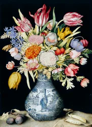 Kinesisk porcelænskrukke med blomster