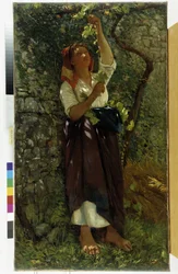 The Pruning of Vines-maleri af Giovanni Costa (1833-1902) Obligatorisk omtale: Collection Fondation Regards de Provence, Marseille