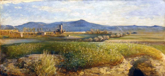 Den romerske Campagna (olie på panel)
