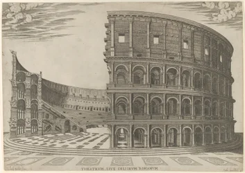Udsnit og højde af Colosseum i Rom, 1581.