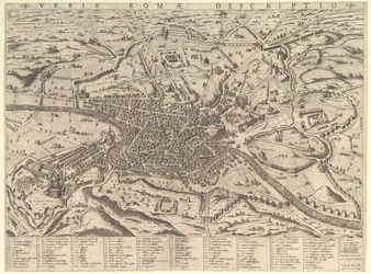 Mirror of Roman Magnificence: Udsigt over det moderne Rom fra Vesten, 1590.