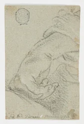 Tegning, studie: En venstre hånd i lænet stilling, ca. 1650
