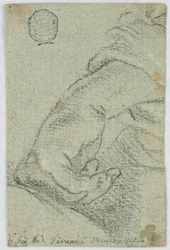 Tegning, studie: En venstre hånd i lænet stilling, ca. 1650
