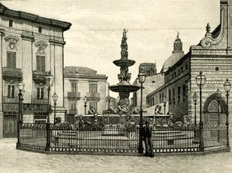 The Fountain of Orion, af Giovanni Angelo Montorsoli (ca 1506-1563), Piazza Duomo, Messina, Sicilien, Italien
