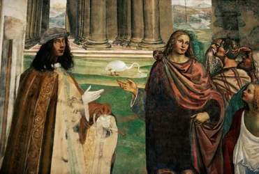 Benedikt reparerer trætruget, Vita of Saint Benedict da Nurcia