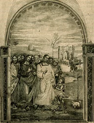 Multiplikation af brød og fisk, fresko af Sodoma (1477-1549), refektorium i Sant