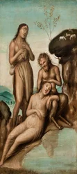 Polyphemus opdager Galatea og Acis, efter 1500 (olie på lærred)
