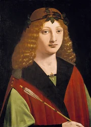 Portræt af en ungdom, der holder en pil, ca. 1500-10 (olie på panel)