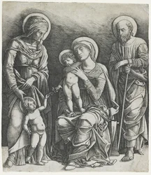 Den hellige familie med spædbarnet Saint John, ca. 1495-1505 (gravering)