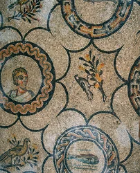 Detalje af gulvet i den tidlige kristne basilika i Aquileia, Udine