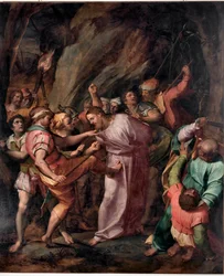 The Capture of Christ Maleri af Giovanni Battista Castello dit Il Bergamasco (ca. 1500 / 1509-1569)