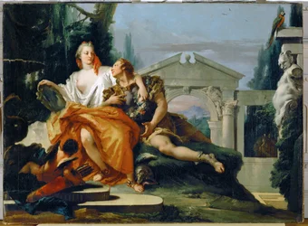 Rinaldo under Armidas fortryllelse. Fra Torquato Tassos (maleri på lærred)