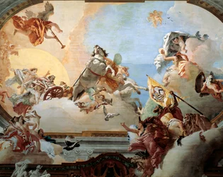 Allegori skabt til ægteskabet mellem Lodovico Rezzonico og den adelige venetianer Faustina Savorgnan i 1758, af Giambattista Tiepolo (1696-1770), fresko, Ca 