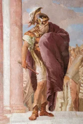 Detalje af Agamemnon, fra Minerva hindrer Achilleus i at dræbe Agamemnon, fra Iliade-salen i Palazzina