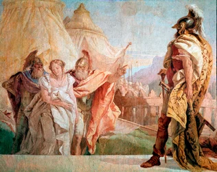 Iliaden af ​​Homer: "" Thaltybius et Eryrates emmeni forbander den unge Agamemnon""" Fresco af Giambattista Tiepolo (1696-1770)