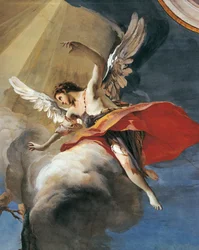 Sacrifice of Isaac af Giovanni Battista Tiepolo (1696-1770), fresco, detalje, patriarkalske palads, gæstehal, Udine
