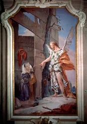 Englen meddeler Sarah, at hun vil blive mor (Fresco