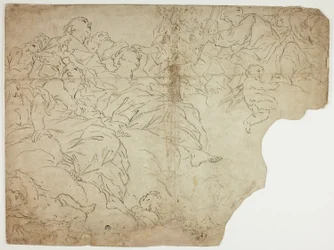 Helgener eller allegoriske figurer og putti på skyer