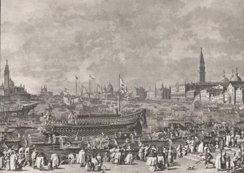 Plade 5: Dogen i Bucintoro Afgang til Porto di Lido Kristi Himmelfartsdag, f..., ca. 1766.