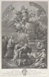 Jomfruens himmelfart, der rejser sig fra graven omgivet af apostle, 1778.
