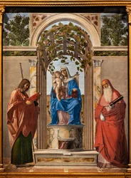 Tronet Madonna med Jesusbarnet mellem de hellige Jakob og Hieronymus,