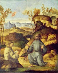 Frans modtager stigmata (olie på panel)